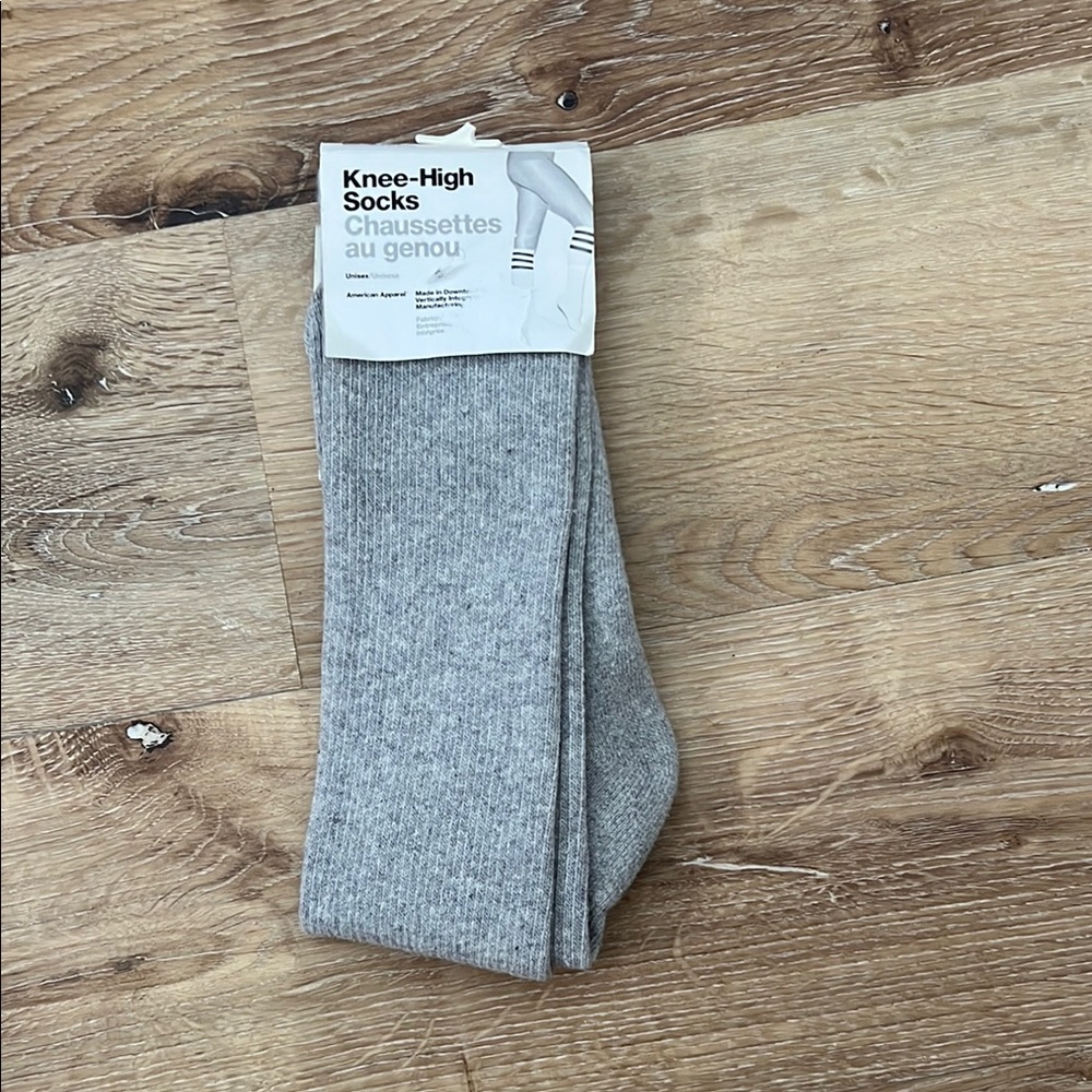 American Apparel Knee High Socks, Heather Gray, Size 9-11, NWT